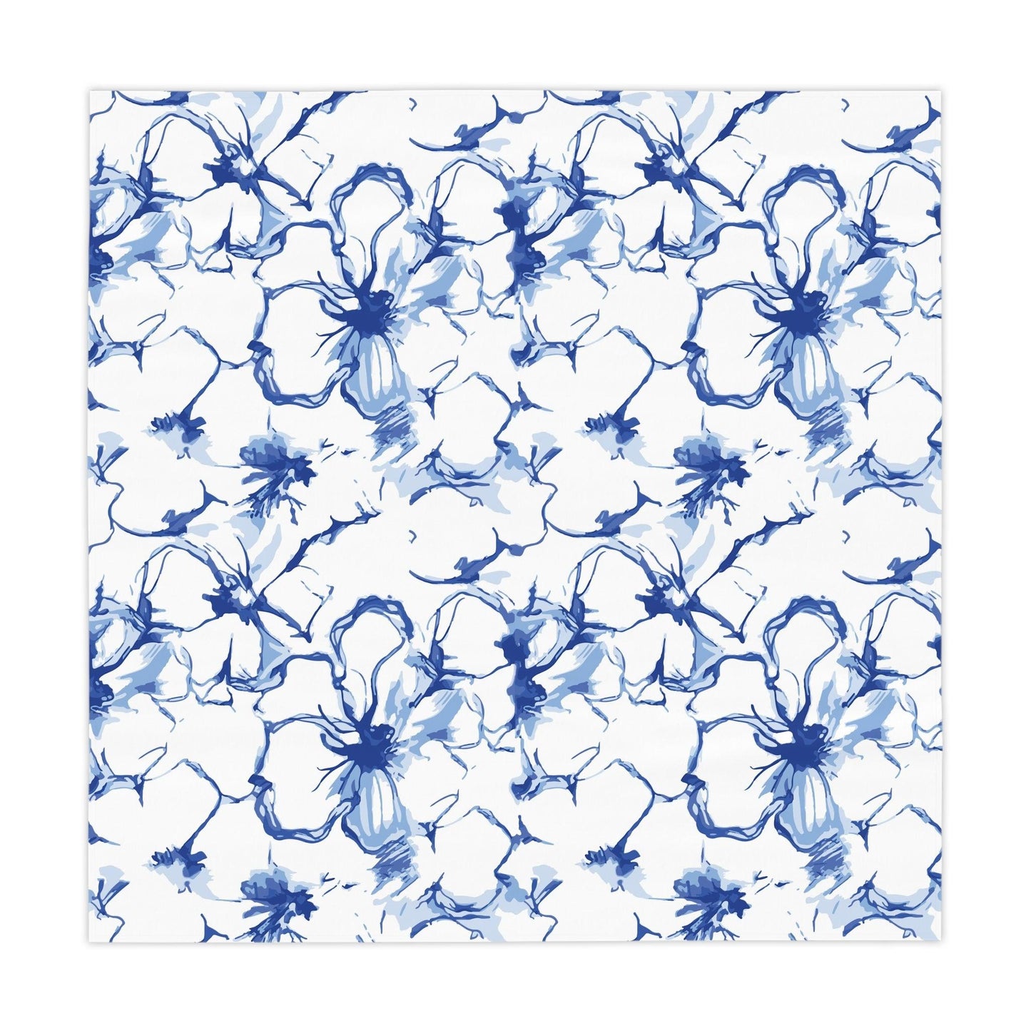 Mediterranean Blue Floral Tablecloth - GroveWisdom