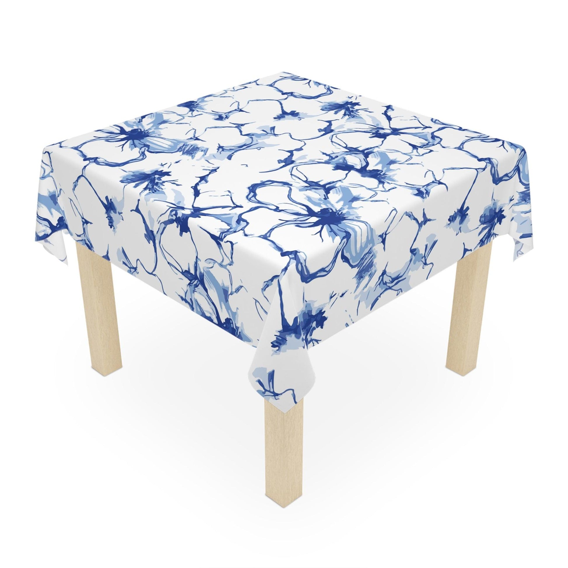 Mediterranean Blue Floral Tablecloth - GroveWisdom
