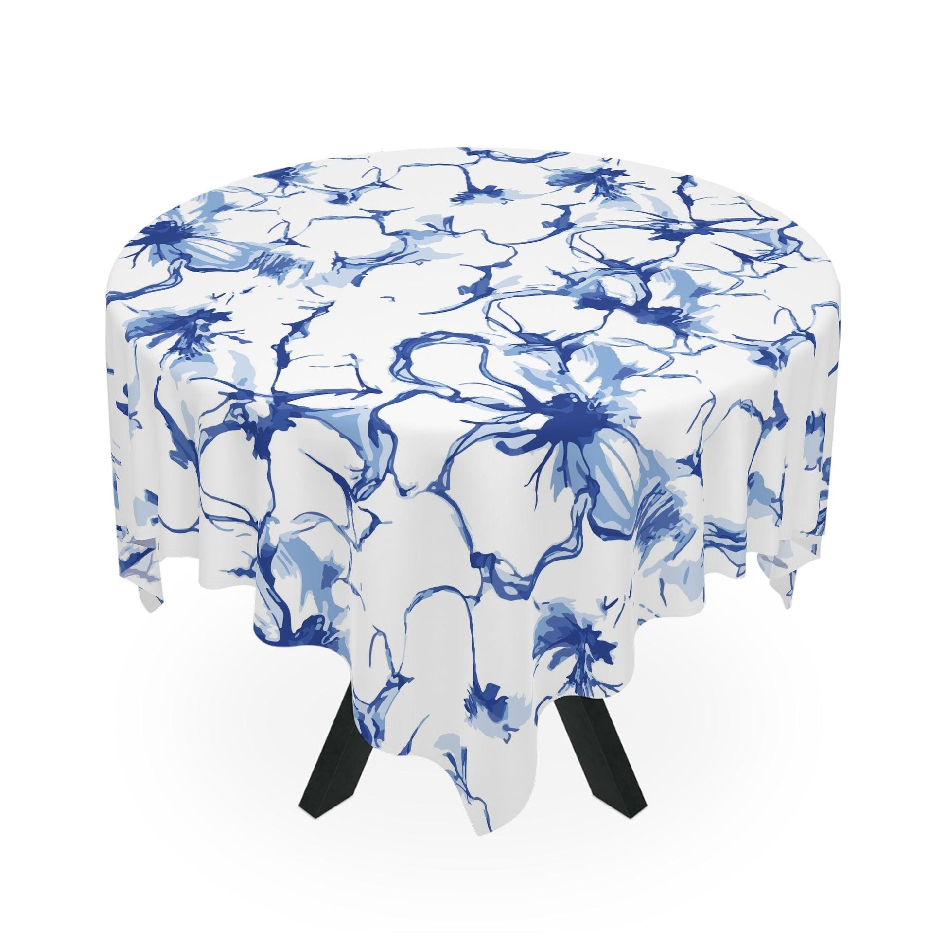 Mediterranean Blue Floral Tablecloth - GroveWisdom